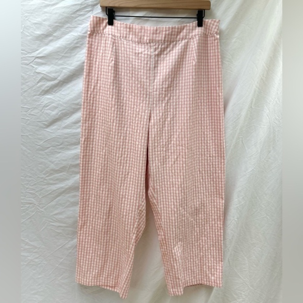 Cyrus‎ Pink and White Gingham Plaid Preppy Coastal Cropped Capri Size 16